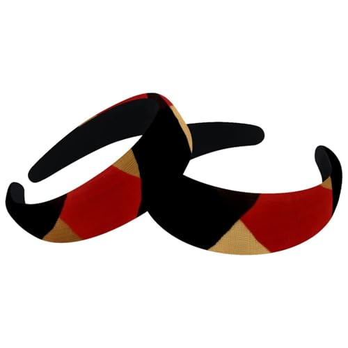 2 Stück karierte, gepolsterte dicke Stirnbänder, Vintage-Stil, dicke Haarbänder, Samt, breite Oberseite, Turban für Mädchen, Damen, Herren 2 Stück karierte, gepolsterte dicke Stirnbänder, Vintage-Stil, dicke Haarbänder, Samt, breite Oberseite, Turban für Mädchen, Damen, Herren von RODAILYCAY