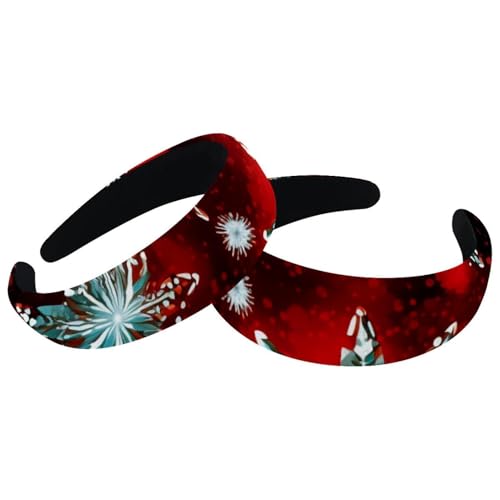 2 x Haarbänder, Frohe Weihnachten, Schneeflocke, Samt, dick gepolstert, breite Haarbänder für Frauen und Mädchen, rutschfeste Stirnbänder von RODAILYCAY