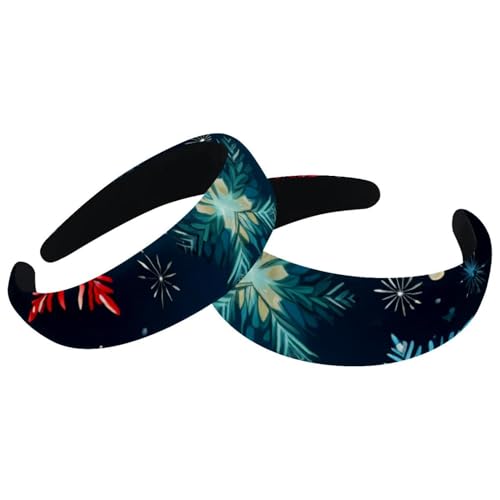 2 x Haarbänder, Frohe Weihnachten, Schneeflocke, Samt, dick gepolstert, breite Haarbänder für Frauen und Mädchen, rutschfeste Stirnbänder von RODAILYCAY