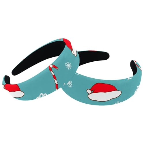 2 x Haarband für Damen, rutschfest, Motiv: Merry Christmas, Hut-Caddy mit niedlichem Haar, dickes Haar, breite Oberseite, Haar-Accessoires von RODAILYCAY