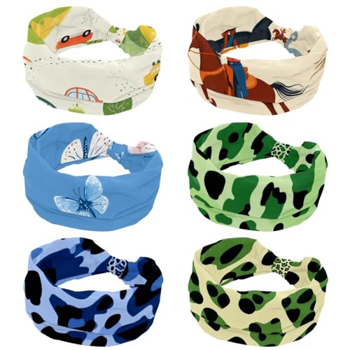 6 Stück Wilder Westen Cowgirls mit Pferd Rodeo Wüste Damen Stirnbänder Workout Haarbänder rutschfeste Stirnbänder Feuchtigkeitstransport Sport Haarband Fashion Hair Wrap von RODAILYCAY