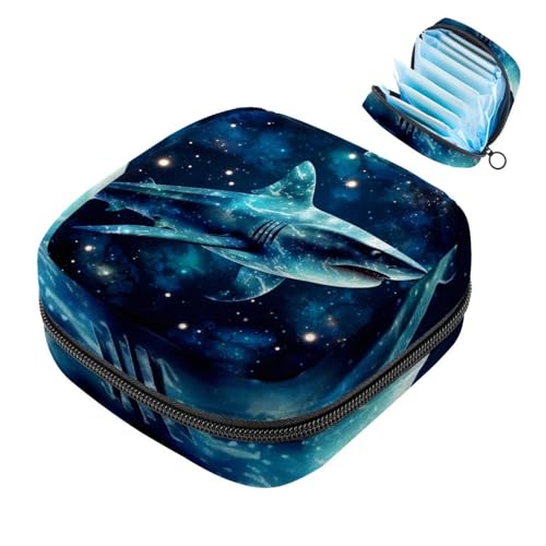 Aufbewahrungstasche für Damenbinden, Motiv: Star Shark-1471, Tampon-Reißverschlusstasche, Periodenbeutel für Teenager, Mädchen, weibliche Menstruations-Geldbörse von RODAILYCAY