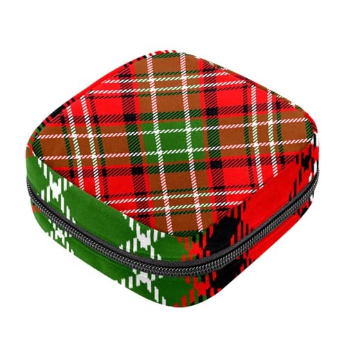 Aufbewahrungstasche für Damenbinden, tragbare Menstruationstassen-Tasche, erste Perioden-Tasche für Frauen und Mädchen, Weihnachten, rot, grün, kariert, Reißverschluss, Menstruation, gepolsterte Aufbewahrungstasche für Damenbinden, tragbare Menstruationstassen-Tasche, erste Perioden-Tasche für Frauen und Mädchen, Weihnachten, rot, grün, kariert, Reißverschluss, Menstruation, gepolsterte von RODAILYCAY