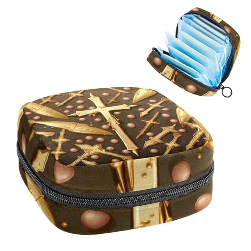 Aufbewahrungstasche für Sanitär, Stilleinlagen-Halter, Reißverschluss, Menstruationstaschen, Oster-Kreuz-274, weiblicher Menstruationspad, Tampon-Organizer von RODAILYCAY