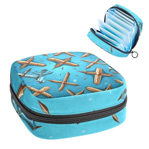 Aufbewahrungstasche für Sanitär, Stilleinlagen-Halter, Reißverschluss, Menstruationstaschen, Oster-Kreuz-340, femininer Menstruationspad, Tampon-Organizer von RODAILYCAY