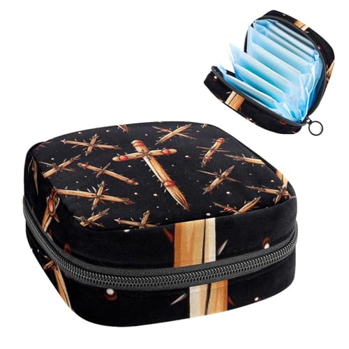 Aufbewahrungstasche für Sanitär, Stilleinlagen-Halter, Reißverschluss, Menstruationstaschen, Oster-Kreuz-373, weiblicher Menstruationspad, Tampon-Organizer von RODAILYCAY