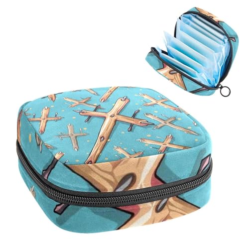 Aufbewahrungstasche für Sanitär, Stilleinlagenhalter, Reißverschluss, Menstruationstaschen, Oster-Kreuz-329, femininer Menstruationspad, Tampon-Organizer von RODAILYCAY