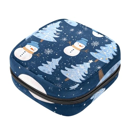 Aufbewahrungstasche für Sanitär, Stillunterlagen-Halter, Winter, Weihnachtsbaum, Schneemann, Reißverschluss, Menstruationstaschen, femininer Menstruationspad, Tampon-Organizer von RODAILYCAY