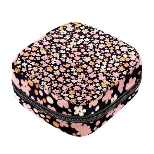 Beutel für die erste Periode für die Schule, buntes Ditsy-Blumenmuster, Damenbinden-Aufbewahrungstasche, Reißverschluss, Menstruationstassenbeutel, Tamponbeutel für Damen von RODAILYCAY