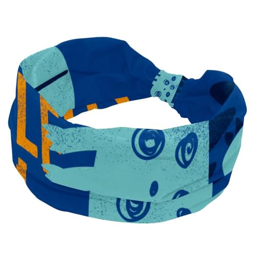 Blaue Dinosaurier-Stirnbänder für Damen, elastisch, rutschfest, Turban-Stirnband für Workout, Yoga, Sport, Laufen von RODAILYCAY