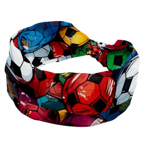 Breite Fußball-Stirnbänder für Damen, Yoga, Workout, Schweiß-Stirnbänder, elastisch, rutschfest, verdrehter Knoten von RODAILYCAY