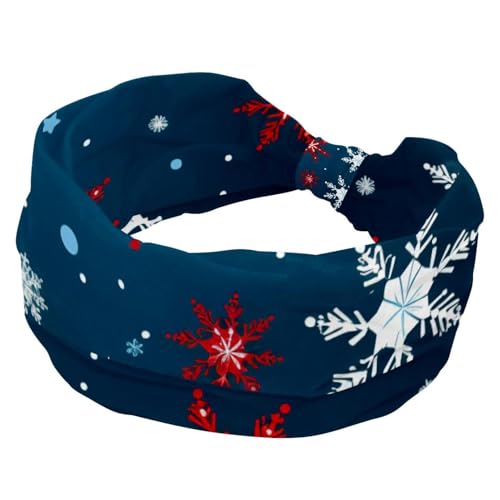 Breite Stirnbänder, Haarbänder für Frauen, Frohe Weihnachten, Schneeflocke, dehnbares Stirnband, elastisches Kopfwickel-Haarzubehör, gedrehtes Kreuz-Haarband von RODAILYCAY
