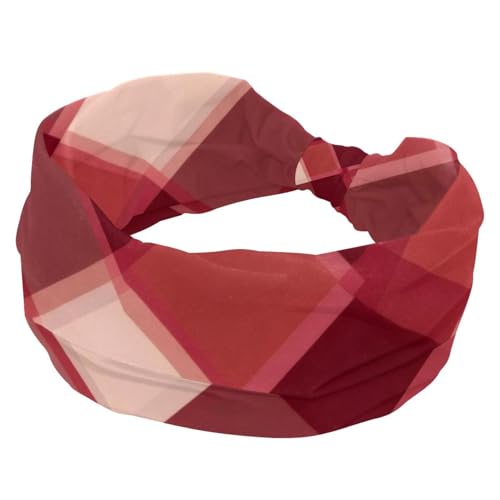 Breite Stirnbänder für Damen, Yoga, Workout, Schweiß-Stirnbänder, kariert, elastisch, rutschfest, Haarbänder mit gedrehtem Knoten von RODAILYCAY
