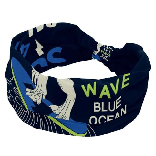 Breite Stirnbänder für Damen, blauer Dinosaurier, rutschfest, Turban-Stirnband, elastische Haarbänder, Yoga, Haarband, Schweißsport, Workout, Headwrap von RODAILYCAY