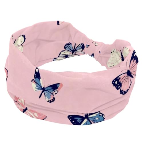 Breite Stirnbänder für Damen, elastisches Workout-Haarband, weiches Sport-Turban-Stirnband, Schmetterling, nahtloses Muster, Schweißband, Headwrap für Yoga, Fitnessstudio, Fitness von RODAILYCAY