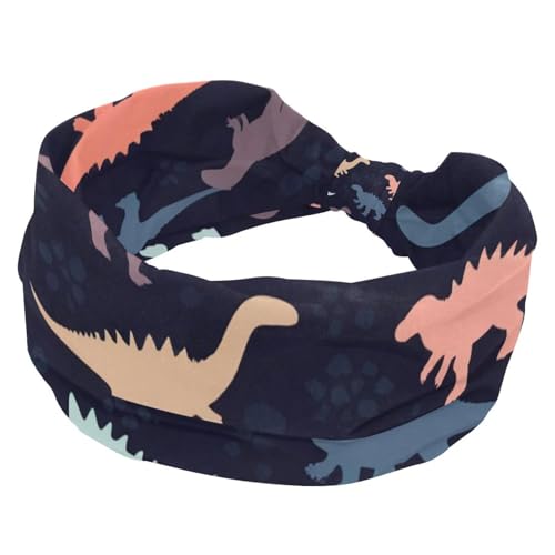 Breite Stirnbänder für Frauen, Dinosaurier, rutschfest, Turban-Stirnband, bequeme geknotete Haarbänder, Stretch-Kopfwickel, modisches Haar-Accessoire von RODAILYCAY
