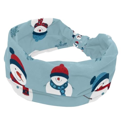 Breiter Weihnachts-Schneemann-Stirnband für Damen, elastisch, rutschfest, für Yoga, Workout, Schweiß-Stirnbänder, verdrehter Knoten von RODAILYCAY