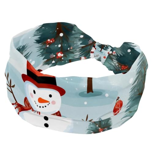 Breites Stirnband, elastisches Haarband, Kopfbedeckung, Twist-Kopfwickel, Turban-Stirnband, Frohe Weihnachten, Schneemann, Haarschmuck für Frauen von RODAILYCAY
