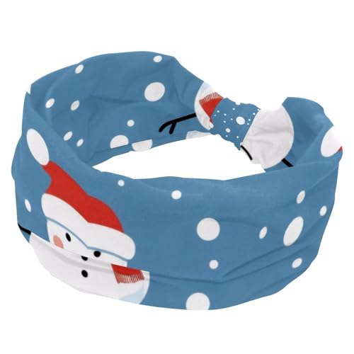 Breites Stirnband, elastisches Haarband, Kopfbedeckung, Twist-Kopfwickel, Turban-Stirnband, Frohe Weihnachten, weißer Schneemann, Haarschmuck für Frauen von RODAILYCAY