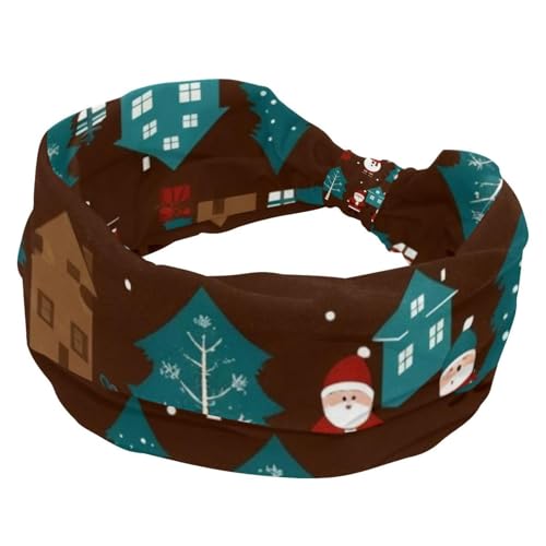 Breites Stirnband, elastisches Haarband, Kopfbedeckung, Weihnachten, Schneemann, Weihnachtsmann, Twist-Kopf, Turban-Stirnband, Haarschmuck für Frauen von RODAILYCAY