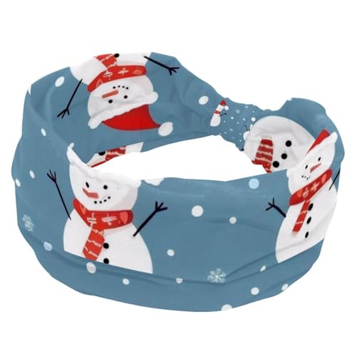 Breites Stirnband Weihnachten Schneemann mit Mützen elastisches Haarband Kopfbedeckung Twist Head Wrap Turban Stirnband Haarschmuck für Frauen von RODAILYCAY