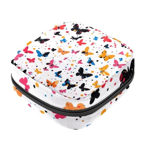Bunte Tampon-Slipeinlagen mit Schmetterling und Blume, Menstruations-Geldbörse, für Mädchen, Stillunterlagen-Halter mit Reißverschluss, Serviettenbeutel-Organizer von RODAILYCAY