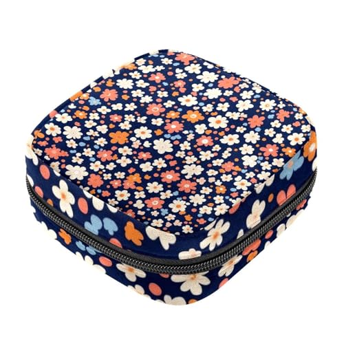 Buntes Ditsy-Blumen-Set, nahtlos, für Mädchen, Damen, Damenbinden, Entsorgungsbeutel, große Kapazität, Reißverschluss, Menstruationspolster von RODAILYCAY