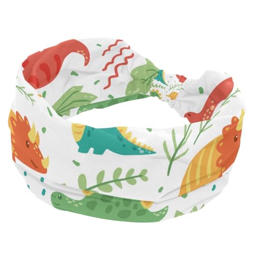 Buntes süßes Dinosaurier-Stirnband für Damen, weiche, breite Stirnbänder, rutschfeste Workout-Haarbänder für Yoga, Fitness, Reisen, Fitnessstudio, Haar-Accessoires von RODAILYCAY