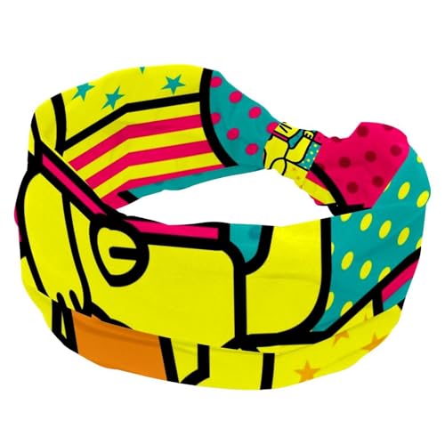 China Fortune Cat Modern Pop Art Elastische Stirnbänder für Frauen Rutschfestes Stirnband Breites Haarband Schweißband Yoga Stirnband für Workout Sport Gym Laufen Fitness von RODAILYCAY