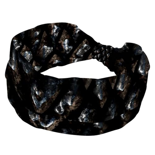 Damen-Stirnbänder, 3D-Dinosaurier-Drachen-Schuppen-Muster, elastische Stirnbänder, rutschfest, breit, Haarband, Turban-Stirnband für Workout, Yoga, Sport, Laufen von RODAILYCAY
