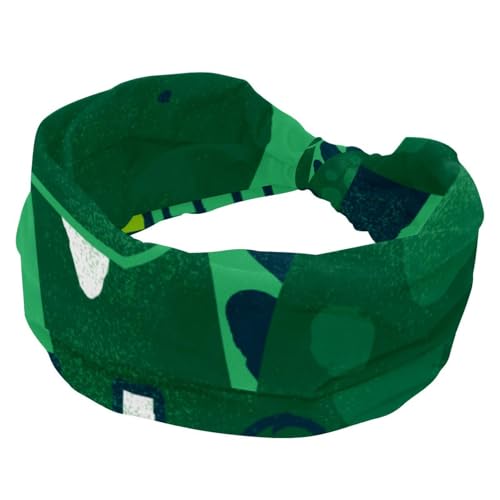 Damen-Stirnbänder, Dinosaurier, hellgrün, elastisch, rutschfest, breit, Turban-Stirnband für Workout, Yoga, Sport, Laufen von RODAILYCAY