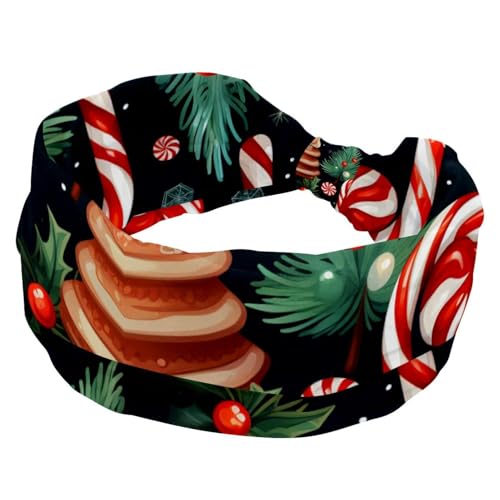 Damen-Stirnbänder, modisches rutschfestes Stirnband, geknotete Kreuzkopf-Wickel, Frohe Weihnachten, breites Haarband für Workout, Sport, Yoga von RODAILYCAY