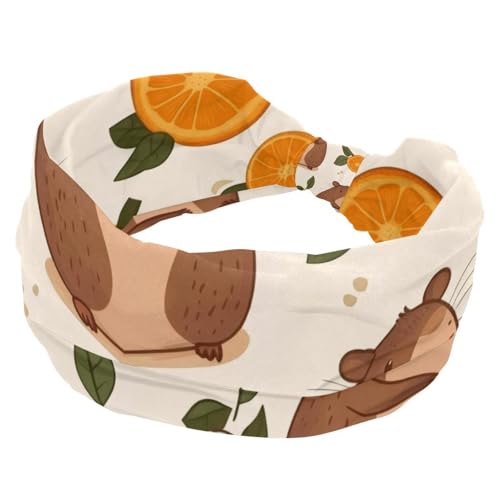 Damen Stirnbänder Breite Haarwickel Cartoon Capybaras mit Orangen Twist Knoten Haarband Rutschfestes Haarband Weich Dehnbar Turban Stirnbänder für Mädchen Damen Stirnbänder Breite Haarwickel Cartoon Capybaras mit Orangen Twist Knoten Haarband Rutschfestes Haarband Weich Dehnbar Turban Stirnbänder für Mädchen von RODAILYCAY