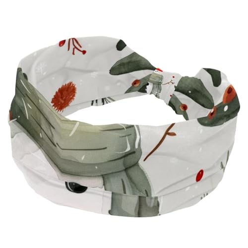 Damen Stirnbänder Breite Haarwickel Winter Weihnachten Schneemann Twist Knoten Haarband Rutschfestes Haarband Weich Dehnbar Turban Stirnbänder für Mädchen von RODAILYCAY