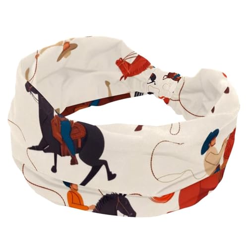Damen Stirnbänder Twisted Cross Haarband Weiche Schweißhaarbänder Wilder Westen Cowboys Männer Elastisch Breit Stirnband Haarschmuck von RODAILYCAY