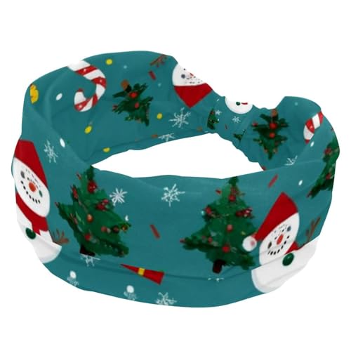 Damen Stirnbänder Verdrehtes Kreuz Haarband Weiche Schweißhaarbänder Weihnachten Schneemann Elastisch Breit Stirnband Haarschmuck von RODAILYCAY