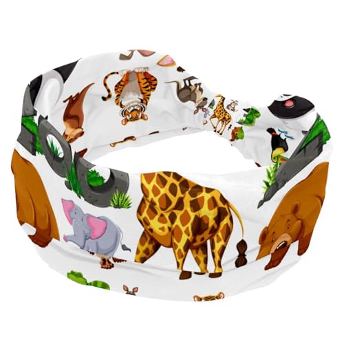 Damen Stirnband Design mit Wildtieren Breites Haarband Elastisch Rutschfest Stirnband Twist Knoten Sport Workout Head Wrap Haarschmuck Damen Stirnband Design mit Wildtieren Breites Haarband Elastisch Rutschfest Stirnband Twist Knoten Sport Workout Head Wrap Haarschmuck von RODAILYCAY