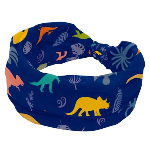 Damen Stirnband Dinosaurier Tier Breite Haarband Elastisch Rutschfest Stirnband Twist Knoten Sport Workout Head Wrap Haarschmuck von RODAILYCAY