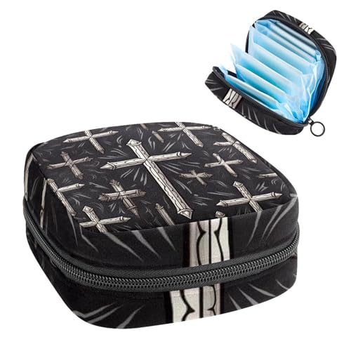 Damenbinden Aufbewahrungsbeutel für Frauen, große Kapazität, Menstruationspad-Tasche, Oster-Kreuz-367 Menstruationstaschen, Tampon-Sammelhalter, Geldbörse von RODAILYCAY