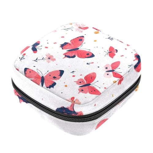 Damenbinden-Aufbewahrungstasche, bunter Schmetterling mit Blume, Tampon-Reißverschluss, Periodenbeutel für Teenager, Mädchen, weibliche Menstruations-Geldbörse von RODAILYCAY