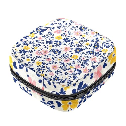 Damenbinden-Aufbewahrungstasche mit buntem Blumenmuster für Damen, großes Fassungsvermögen, Menstruationstasche, Menstruationstasche, Tampon-Sammeltasche, Geldbörse von RODAILYCAY