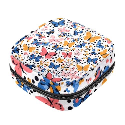 Damenbinden-Entsorgungsbeutel, bunte Schmetterlinge mit Blume, für Mädchen, Frauen, Damen, große Kapazität, Reißverschluss, Menstruationspolster von RODAILYCAY