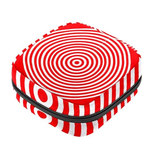 Damenbinden-Entsorgungsbeutel, große Kapazität, für Mädchen, Frauen, Damen, Kreis, rot und weiß, mit Reißverschluss, Menstruationspolster von RODAILYCAY