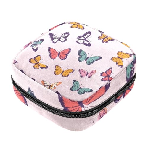 Damenbinden mit Reißverschluss, Tamponhalter, Geldbörse, Schmetterlingsmuster, weiche Menstruationspad-Tasche, Aufbewahrungstasche für Damenbinden von RODAILYCAY