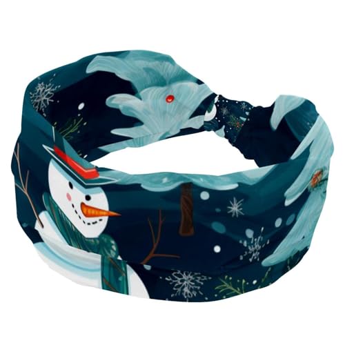 Dehnbare Stirnbänder für Damen, Motiv: Frohe Weihnachten, Schneemann, Turban, für Yoga, Workout, Sport, breites Haarband für Mädchen und Damen von RODAILYCAY
