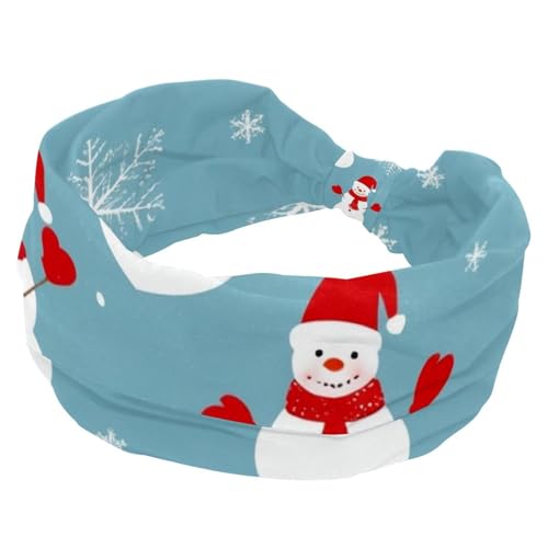 Dehnbare Stirnbänder für Damen, Weihnachts-Schneemann, Turban-Haarband, für Yoga, Workout, Sport, breites Haarband für Mädchen und Damen von RODAILYCAY