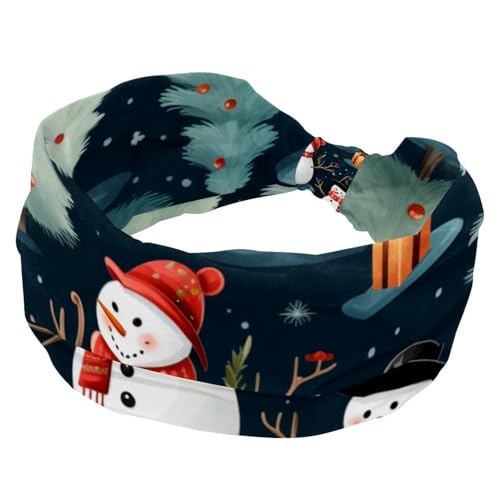 Dehnbare Stirnbänder für Damen, Yoga, Workout, Sport, Stirnband, Frohe Weihnachten, Schneemann, verdrehter Knoten, Turban-Haarband, breites Haarband für Mädchen und Damen von RODAILYCAY