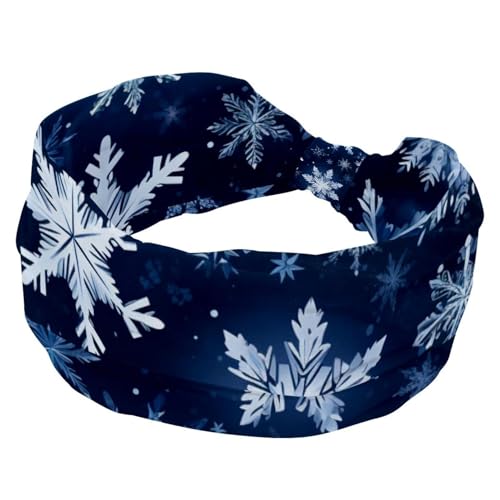 Dehnbare Stirnbänder für Frauen, Frohe Weihnachten, Schneeflocke, Yoga, Workout, Sport, Stirnband, verdrehter Knoten, Turban-Haarband, breites Haarband für Mädchen und Damen von RODAILYCAY