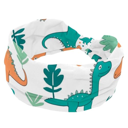 Dehnbare Stirnbänder für Frauen, Yoga, Workout, Sport, Stirnband, verdrehter Knoten, Turban-Haarband, Dinosaurier-breites Haarband für Mädchen und Damen von RODAILYCAY