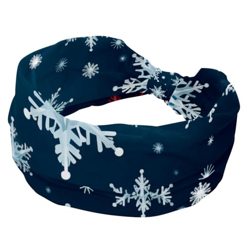 Dehnbare Stirnbänder für Frauen, Yoga, Workout, Sport, Stirnband, verdrehter Knoten, Turban-Haarband, Frohe Weihnachten, Schneeflocke, breites Haarband für Mädchen und Damen von RODAILYCAY